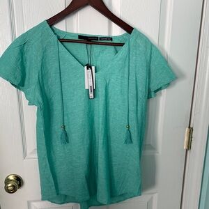 Harve Bernard Aqua green/Teal V-Neck Blouse